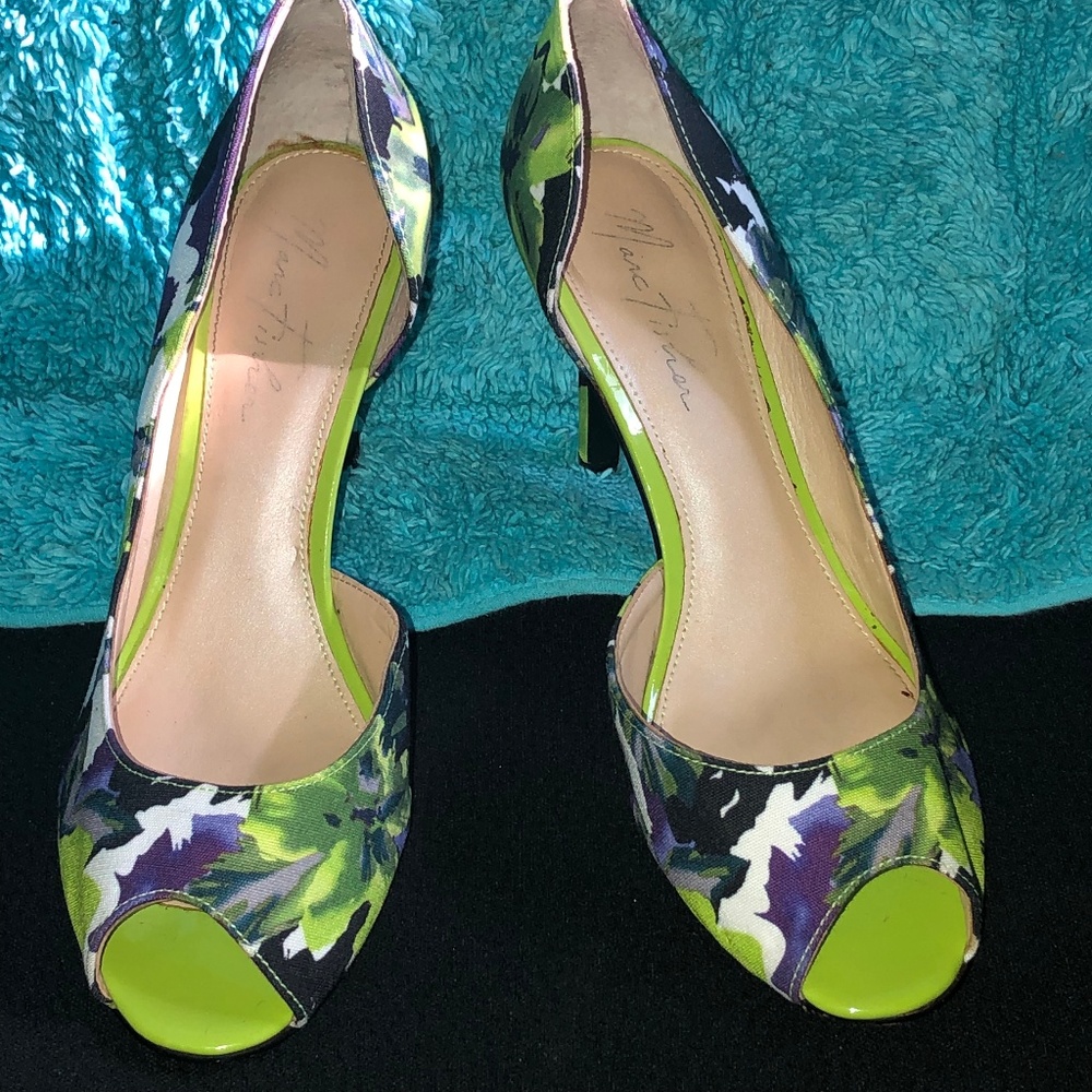 Marc Fisher Multi-Color Satin Peep Toe Pumps